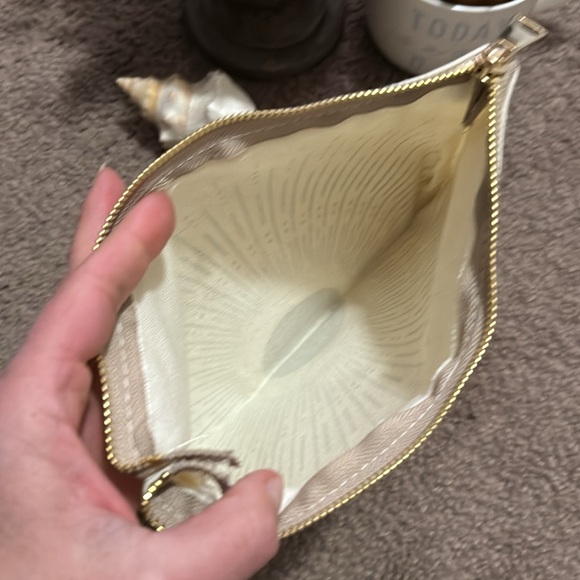 Free With $25 Purchase-Cloth ZipTop Pouch-Cream/Gold Glitter-9.5x7 - Picture 9 of 11